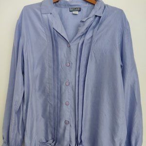 Bay Club Women's Periwinkle Silk Button-up Top Size 16